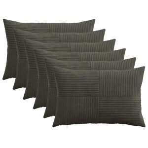 vidaXL Kussensloop 6 pcs ALMELO Antracietkleurig 50 x 80 cm corduroy