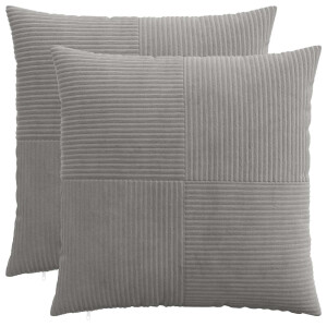 vidaXL Kussensloop 2 pcs ALMELO Lichtgrijs 55 x 55 cm corduroy