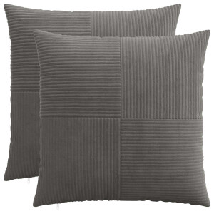 vidaXL Kussensloop 2 pcs ALMELO Donkergrijs 55 x 55 cm corduroy