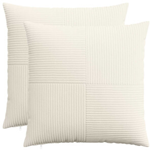 vidaXL Kussensloop 2 pcs ALMELO Crèmekleurig 55 x 55 cm corduroy