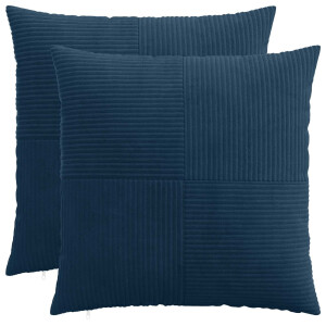 vidaXL Kussensloop 2 pcs ALMELO Marineblauw 55 x 55 cm corduroy