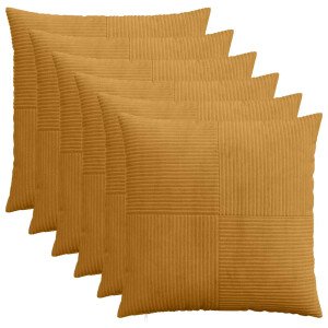 vidaXL Kussensloop 6 pcs ALMELO Geel 60 x 60 cm corduroy