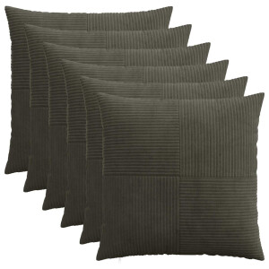 vidaXL Kussensloop 6 pcs ALMELO Antracietkleurig 70 x 70 cm corduroy
