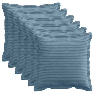 vidaXL Kussensloop 6 st HOUTEN Blauw 30 x 30 cm corduroy
