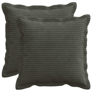 vidaXL Kussensloop 2 st HOUTEN Antraciet 30 x 30 cm corduroy