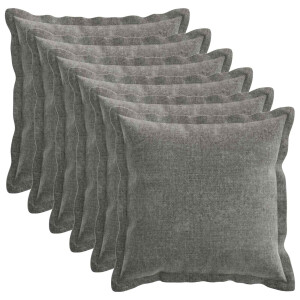 vidaXL Kussensloop 6 pcs HOUTEN Donkergrijs 30 x 30 cm Chenille Stof