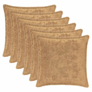 vidaXL Kussensloop 6 st HOUTEN Taupe 30 x 30 cm Nep Konijnenbont