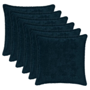 vidaXL Kussensloop 6 st HOUTEN Marineblauw 30 x 30 cm Nep Konijnenbont