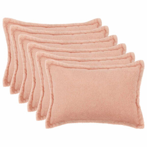 vidaXL Kussensloop 6 pcs HOUTEN Roze 30 x 50 cm Bouclé