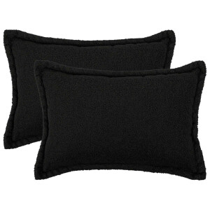 vidaXL Kussensloop 2 pcs HOUTEN Zwart 30 x 50 cm Bouclé