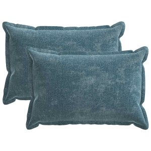 vidaXL Kussensloop 2 pcs HOUTEN Blauw 30 x 50 cm Chenille Stof