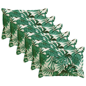 vidaXL Kussensloop 6 st HOUTEN Bladpatroon 30 x 50 cm Polyester