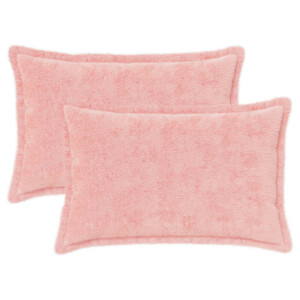 vidaXL Kussensloop 2 st HOUTEN Roze 30 x 50 cm Nep Konijnenbont