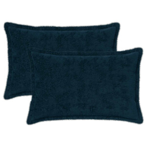 vidaXL Kussensloop 2 st HOUTEN Marineblauw 30 x 50 cm Nep Konijnenbont