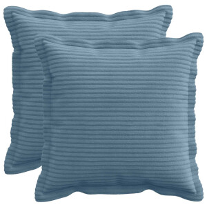 vidaXL Kussensloop 2 st HOUTEN Blauw 35 x 35 cm corduroy