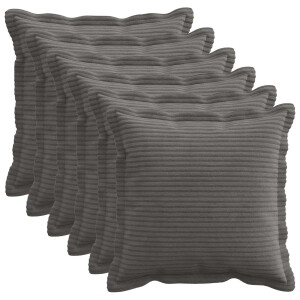 vidaXL Kussensloop 6 st HOUTEN Donkergrijs 40 x 40 cm corduroy