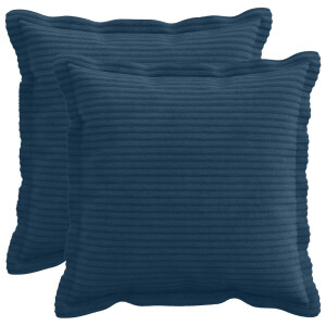 vidaXL Kussensloop 2 st HOUTEN Marineblauw 40 x 40 cm corduroy