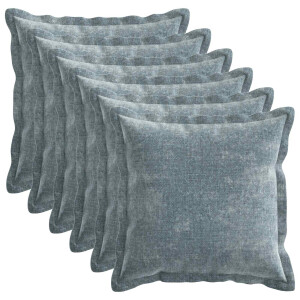 vidaXL Kussensloop 6 st HOUTEN Lichtblauw 40 x 40 cm Chenille Stof