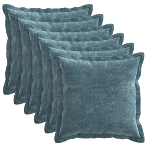 vidaXL Kussensloop 6 st HOUTEN Blauw 40 x 40 cm Chenille Stof