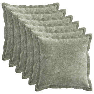 vidaXL Kussensloop 6 st HOUTEN Groen 40 x 40 cm Chenille Stof