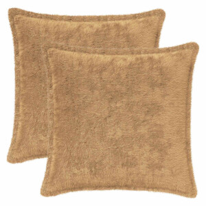 vidaXL Kussensloop 2 st HOUTEN Taupe 40 x 40 cm Nep Konijnenbont