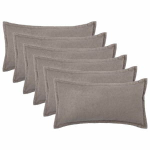 vidaXL Kussensloop 6 st HOUTEN Lichtgrijs 40 x 70 cm Bouclé