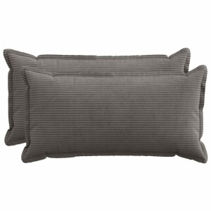 vidaXL Kussensloop 2 st HOUTEN Donkergrijs 40 x 80 cm corduroy