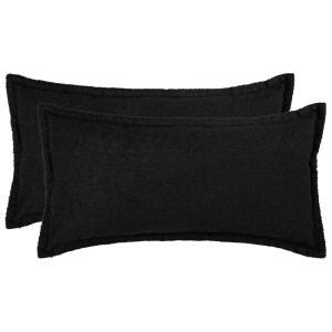 vidaXL Kussensloop 2 pcs HOUTEN Zwart 40 x 80 cm Bouclé