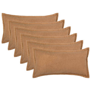 vidaXL Kussensloop 6 pcs HOUTEN Beige 40 x 80 cm Bouclé