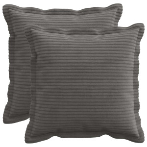 vidaXL Kussensloop 2 st HOUTEN Donkergrijs 45 x 45 cm corduroy