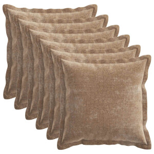 vidaXL Kussensloop 6 st HOUTEN Bruin 45 x 45 cm Chenille Stof