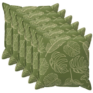 vidaXL Kussensloop 6 st HOUTEN Bladontwerp 45 x 45 cm Polyester
