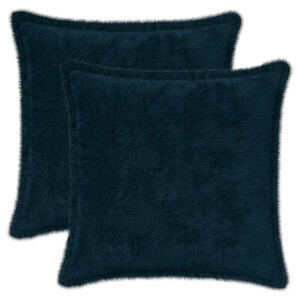 vidaXL Kussensloop 2 st HOUTEN Marineblauw 45 x 45 cm Nep Konijnenbont