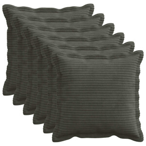 vidaXL Kussensloop 6 st HOUTEN Antraciet 50 x 50 cm corduroy