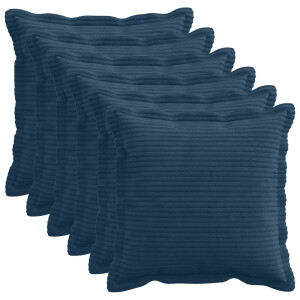 vidaXL Kussensloop 6 st HOUTEN Marineblauw 50 x 50 cm corduroy