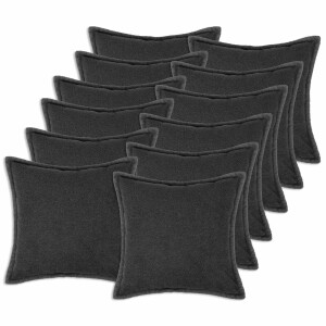 vidaXL Kussensloop 12 pcs HOUTEN Donkergrijs 50 x 50 cm Bouclé