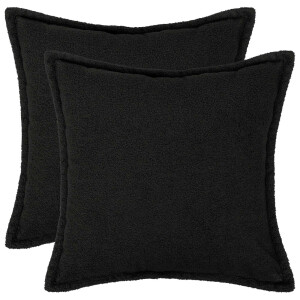 vidaXL Kussensloop 2 pcs HOUTEN Zwart 50 x 50 cm Bouclé