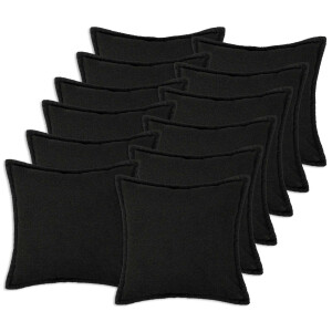 vidaXL Kussensloop 12 pcs HOUTEN Zwart 50 x 50 cm Bouclé