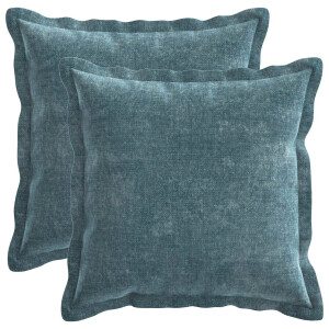 vidaXL Kussensloop 2 st HOUTEN Blauw 50 x 50 cm Chenille Stof