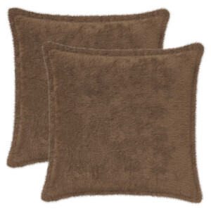 vidaXL Kussensloop 2 st HOUTEN Licht Bruin 50 x 50 cm Nep Konijnenbont