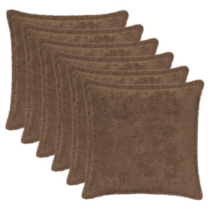 vidaXL Kussensloop 6 st HOUTEN Licht Bruin 50 x 50 cm Nep Konijnenbont