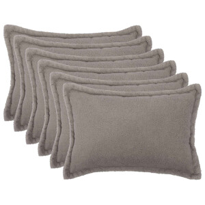 vidaXL Kussensloop 6 pcs HOUTEN Lichtgrijs 50 x 70 cm Bouclé
