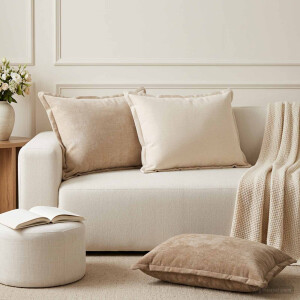 vidaXL Kussensloop 2 st HOUTEN Crèmekleurig 50 x 80 cm Chenille Stof