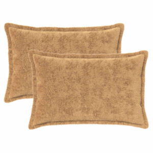 vidaXL Kussensloop 2 st HOUTEN Taupe 50 x 75 cm Nep Konijnenbont