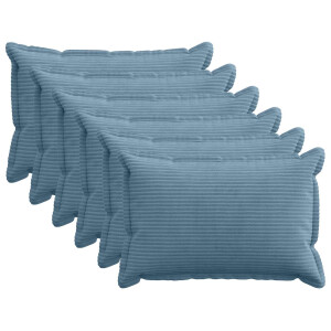 vidaXL Kussensloop 6 st HOUTEN Blauw 50 x 80 cm corduroy