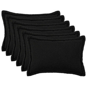 vidaXL Kussensloop 6 pcs HOUTEN Zwart 50 x 80 cm Bouclé