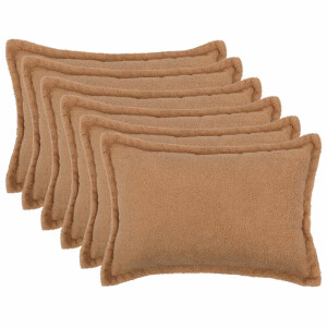 vidaXL Kussensloop 6 pcs HOUTEN Beige 50 x 80 cm Bouclé