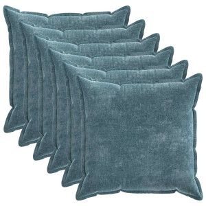 vidaXL Kussensloop 6 st HOUTEN Blauw 55 x 55 cm Chenille Stof