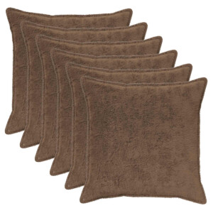 vidaXL Kussensloop 6 st HOUTEN Licht Bruin 55 x 55 cm Nep Konijnenbont