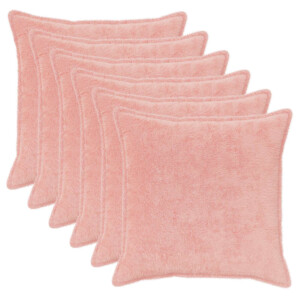 vidaXL Kussensloop 6 st HOUTEN Roze 55 x 55 cm Nep Konijnenbont